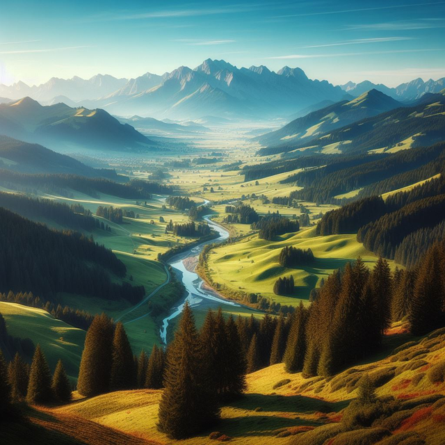 Free valley river mountains illustration