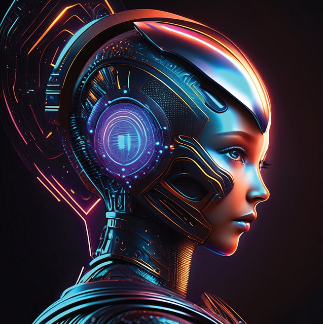 Futuristisk, Teknologi, Pige, Ansigt