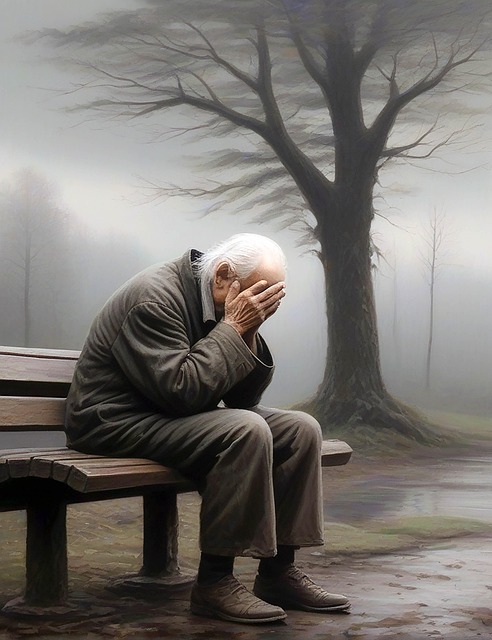 Free man elderly loneliness illustration