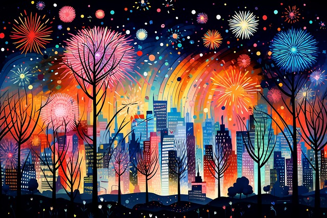 Free ai generated new year cityscape illustration