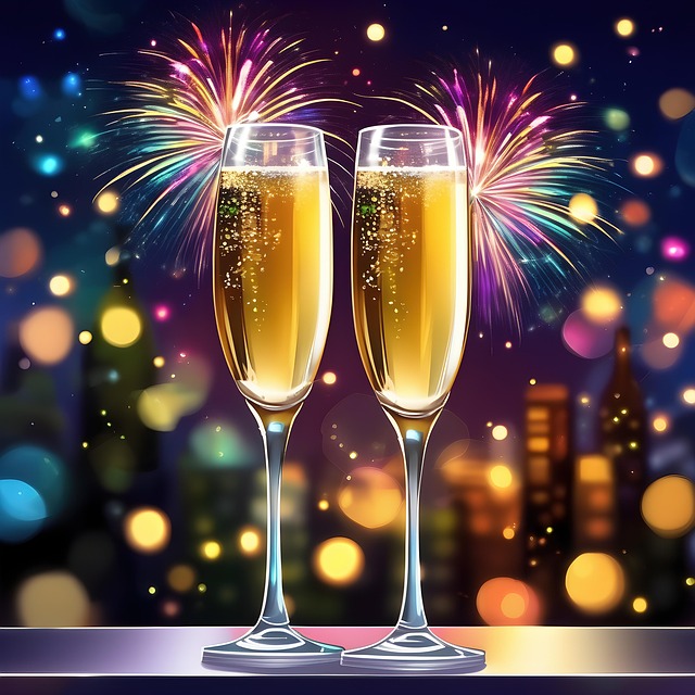 Download free HD stock image of Ai Generated Champagne Free ai generated champagne fireworks illustration