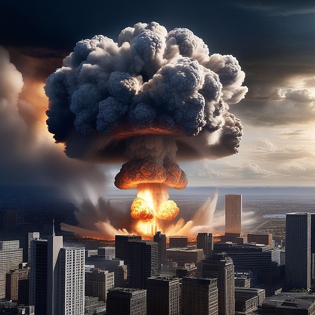 Free city skyline modern atomic explosion illustration
