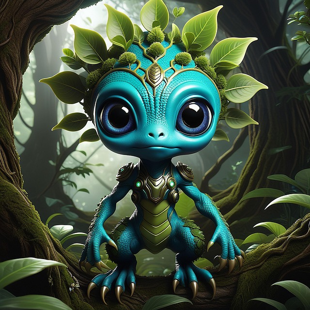 Free futuristic adorable alien hyper realistic illustration