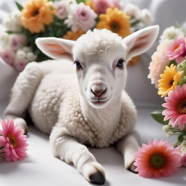 Free sweet newborn lamb contemporary setting vibrant colors illustration