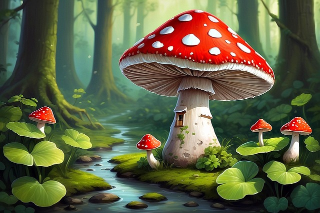 Free ai generated mushrooms toadstools illustration