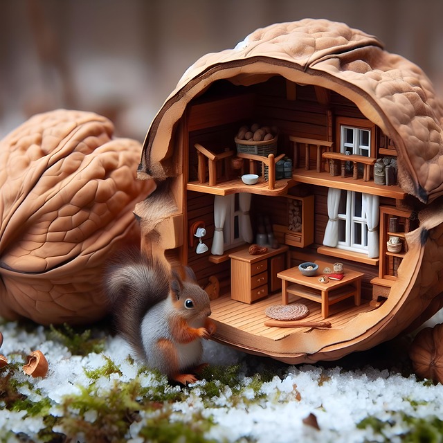 Free ai generated squirrel walnut illustration
