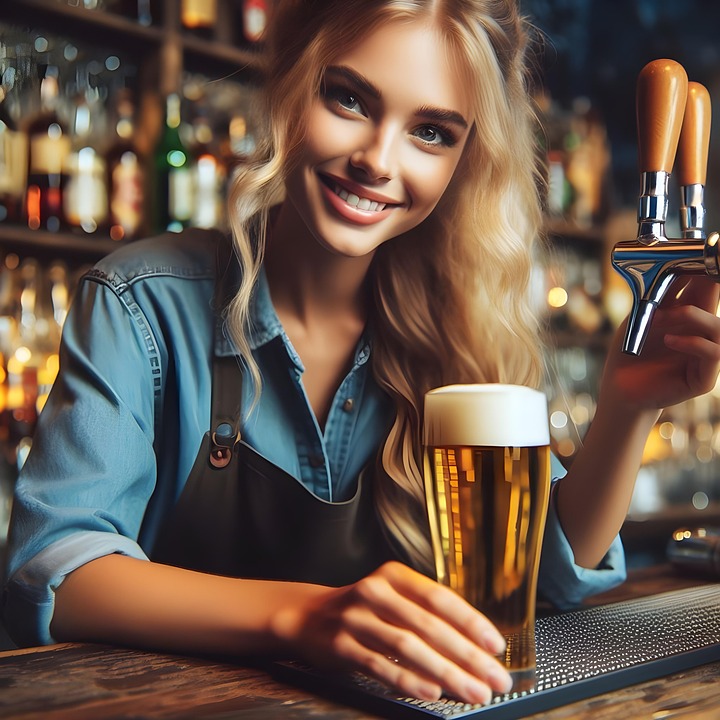 Frauen Und Bier Stößt Man Unten An Download Bar, Beer, Tapping. Royalty-Free Stock Illustration Image