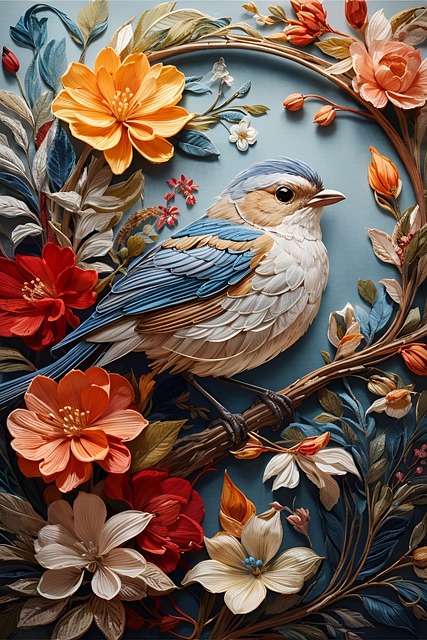 Ai Generiert, Vogel, Blumen, Natur
