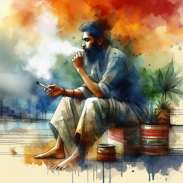 Free ai generated grass smoking illustration