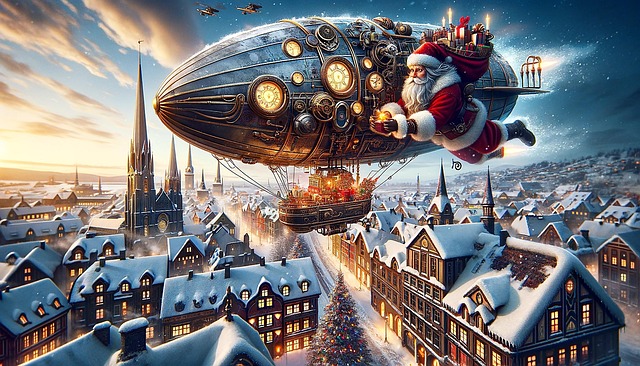 Free ai generated christmas steampunk illustration