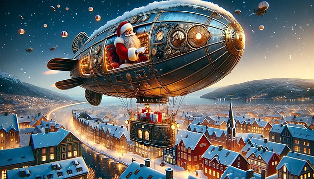 Free ai generated christmas steampunk illustration