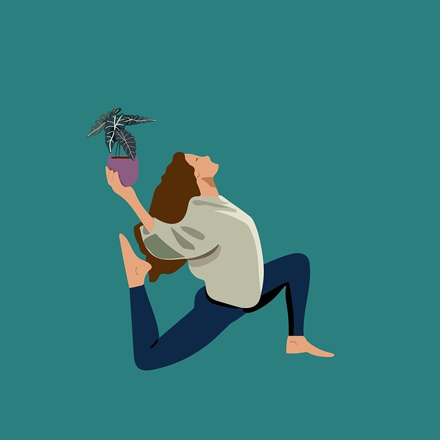 Free woman plants yoga illustration