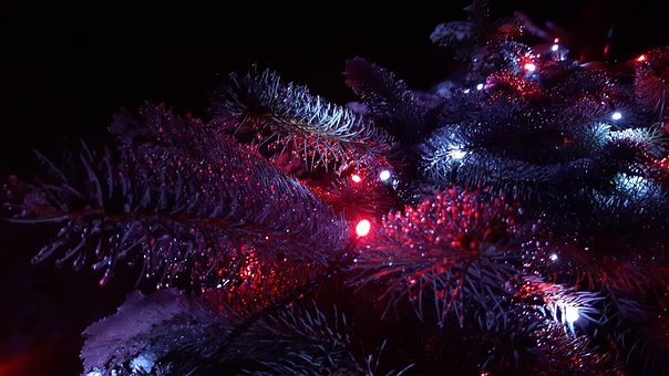 Decoração, Luzes, Natal, Vermelho, Azul