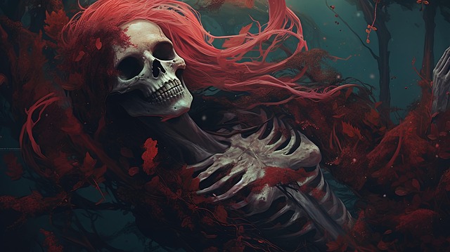Free ai generated woman skeleton illustration