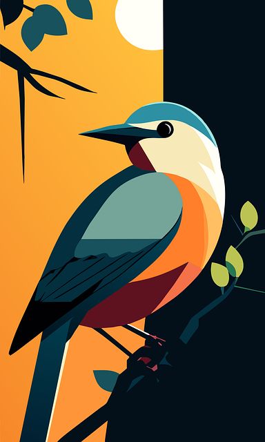 Free Blue Bird Sitting On Branch illustration and picture
