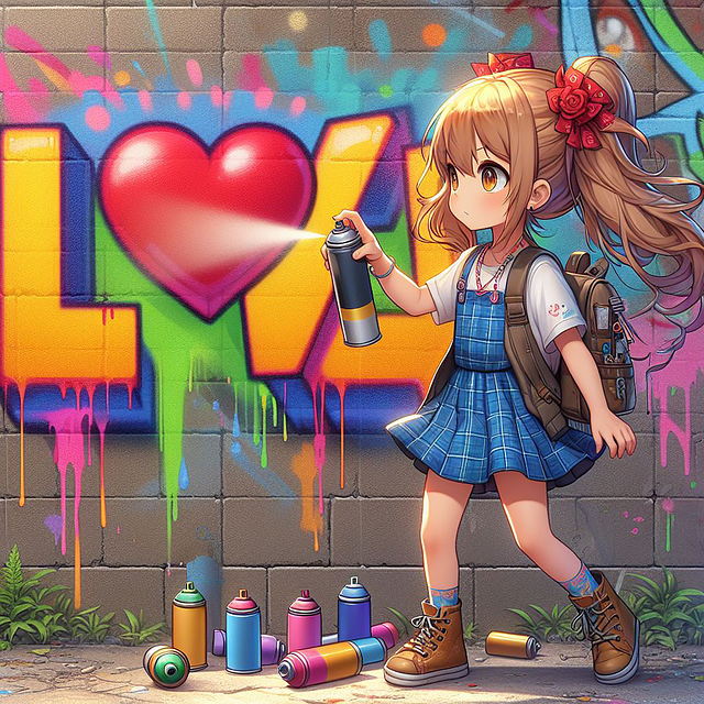 Free ai generated girl graffiti illustration