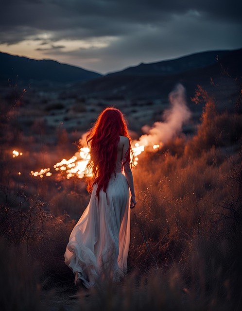 Download free HD stock image of Ai Generated Woman Free ai generated woman fire illustration