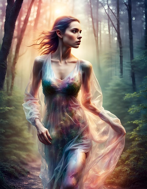 Free ai generated woman forest illustration