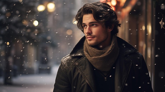 Homem, Modelo, Dia De Neve, Cena De Rua