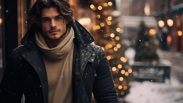 Homem, Modelo, Dia De Neve, Cena De Rua