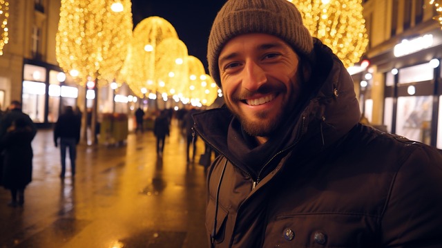 Homem, Modelo, Dia De Neve, Cena De Rua