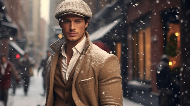 Homem, Modelo, Dia De Neve, Cena De Rua