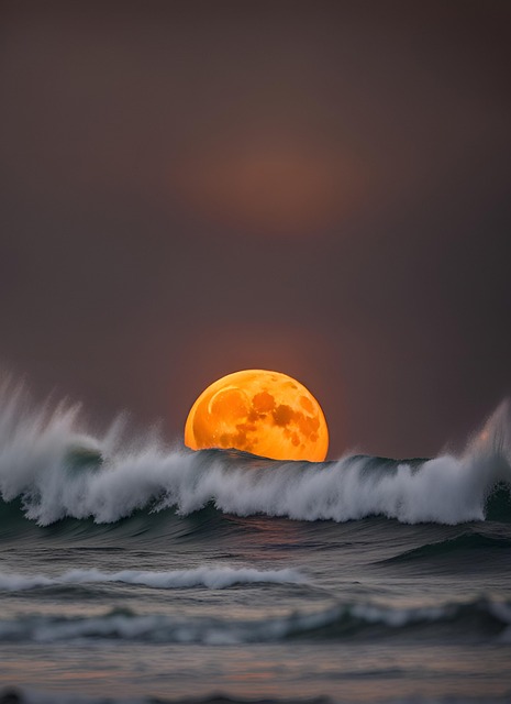Free ai generated moon ocean illustration