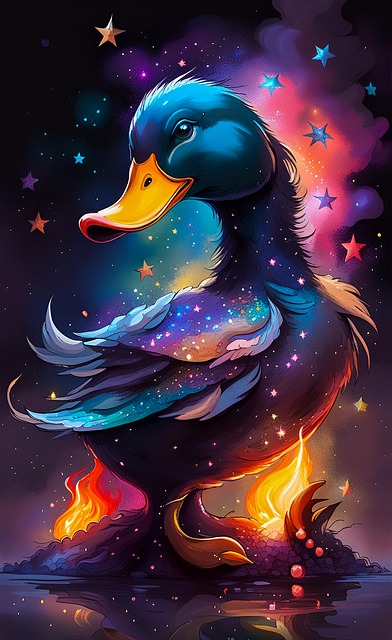 Vogel, Ente, Kunst, Gefieder, Sterne