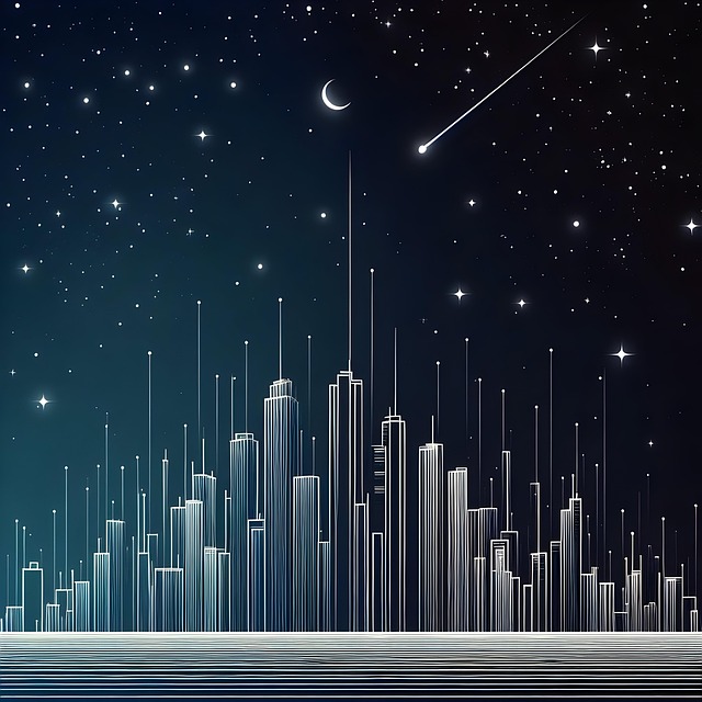 Free stylized cityscape night scene tall buildings illustration