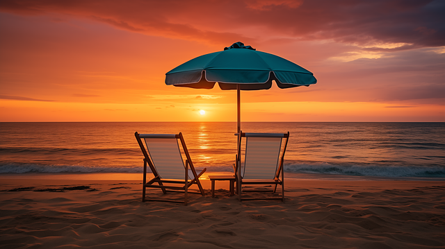 Download free HD stock image of Ai Generated Beach Free ai generated beach beach chairs illustration