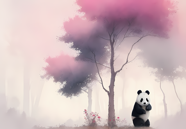 Free ai generated panda bear forest illustration