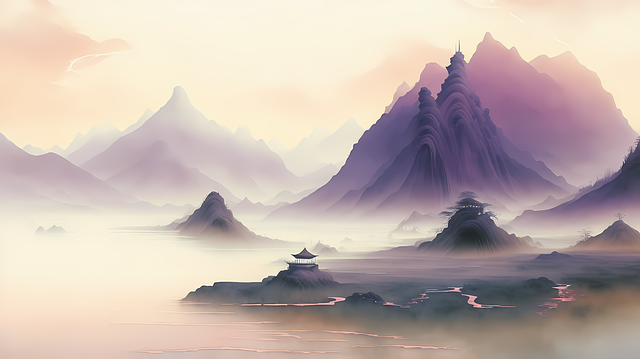 Free ai generated mountains fantasy illustration