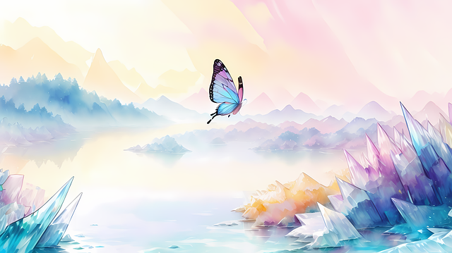 Free butterfly modern art abstract painting illustration