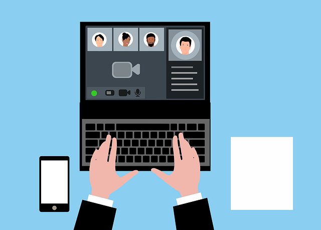 Free laptop business meeting vector
