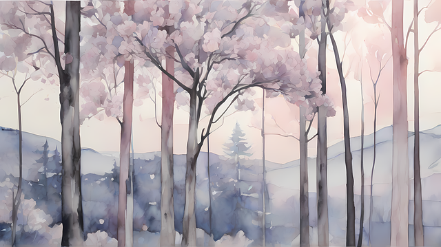 Free ai generated trees flowers illustration