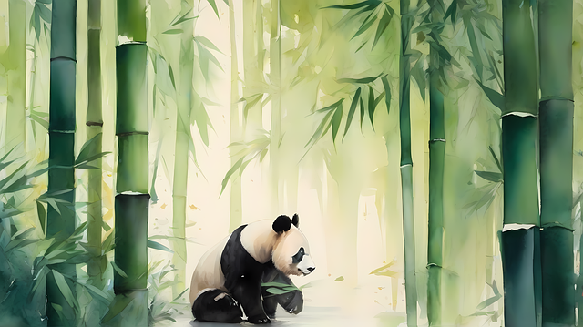 Free panda minimalist art asian art illustration