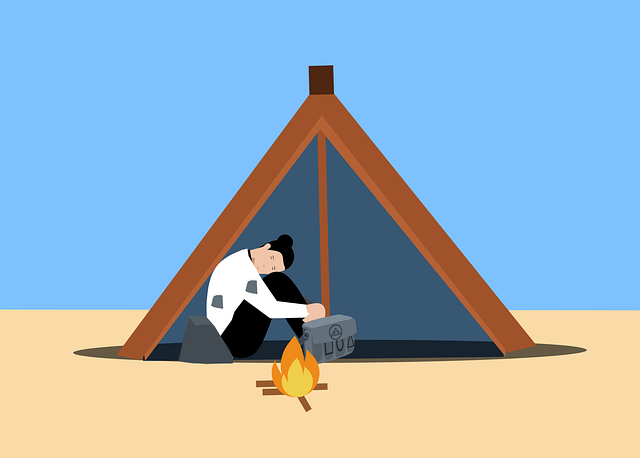 Free refugee tent camp vector
