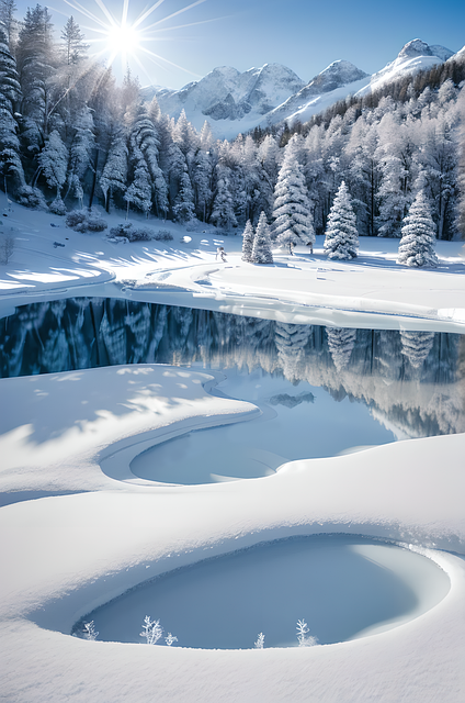 Free alpine snow mountains illustration