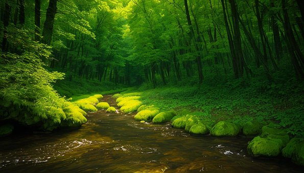 Landschaft, Wald, Bäume, Pfad