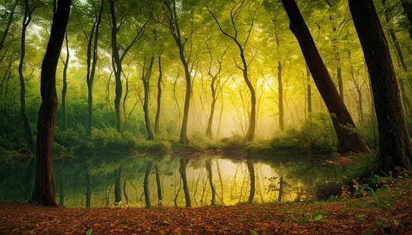Landschaft, Wald, Bäume, Pfad