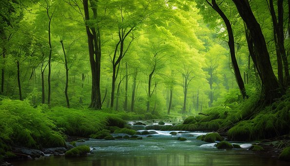 Landschaft, Wald, Bäume, Pfad