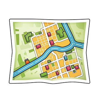 Mapa, Icono, Ciudad, Cartografía, Urbana