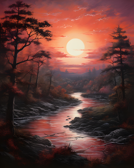 Ai Generiert, Fluss, Wald, Natur, Bäume