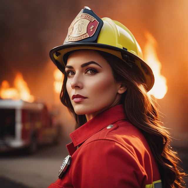 Free ai generated woman firemen illustration