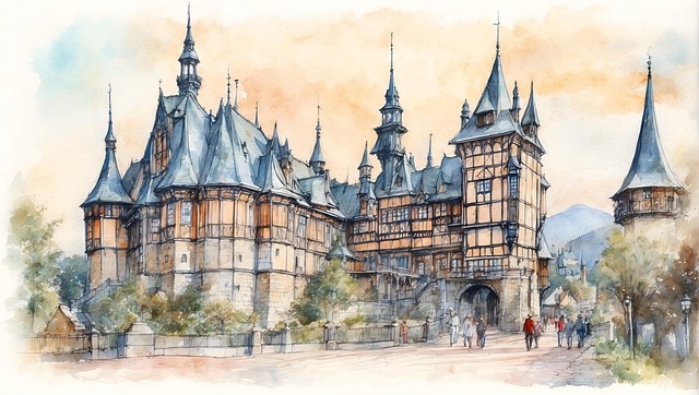 Download free HD stock image of Watercolor Castle Free watercolor castle middle ages illustration