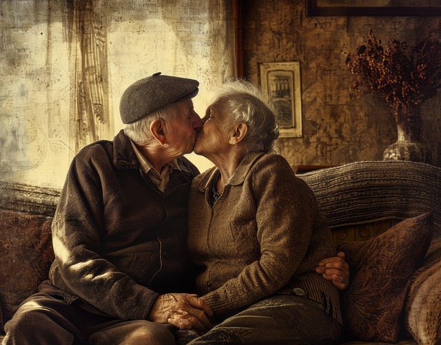 Free elderly couple love illustration