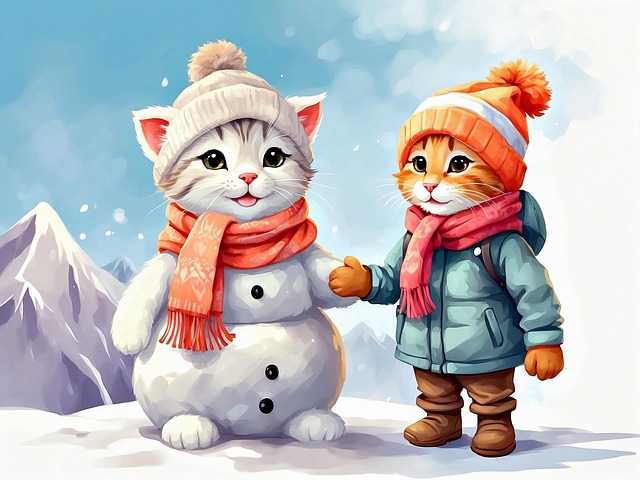 Free ai generated cats winter illustration