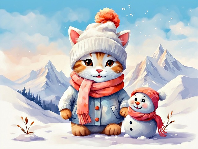 Free ai generated cats winter illustration