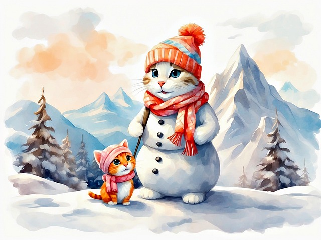 Free ai generated cats winter illustration