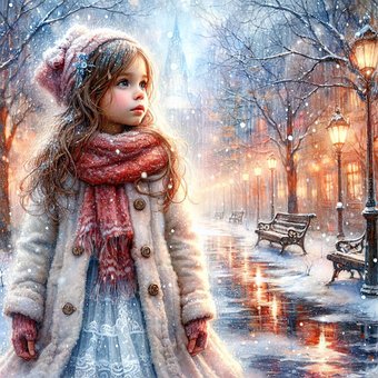 Ai Generado, Niñita, Invierno, Nieve